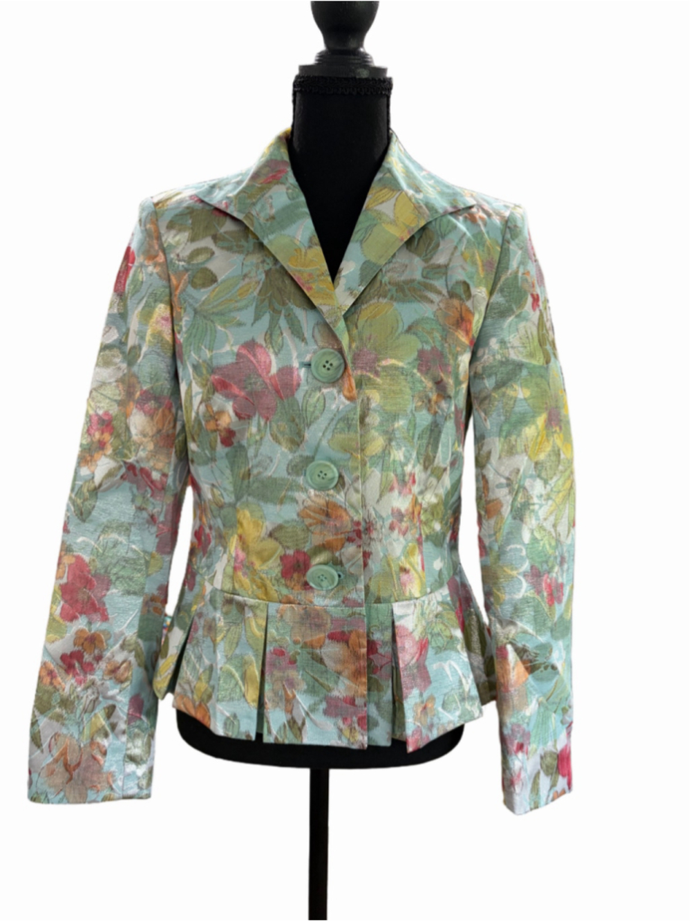 Lafayette 148 New York Floral Metallic Jacquard Peplum Blazer NWT Sz 2